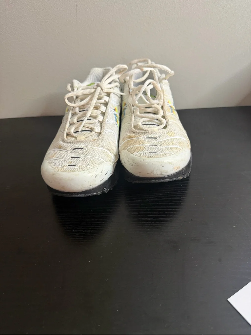Nike Kids White Sneakers with Yellow and Green Accents